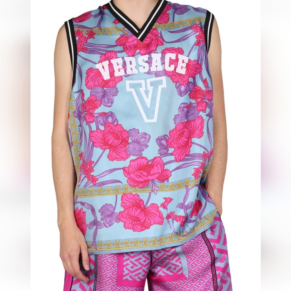 Rare Versace ACID BOUQUET Silk printed Men's Jersey Size 44